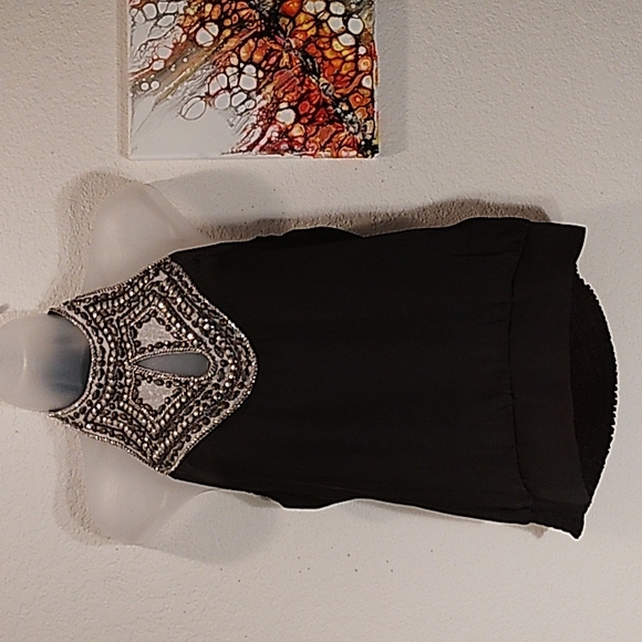 SALE! Stunning BEBE Silky Embellished Halter Top - Picture 4 of 6